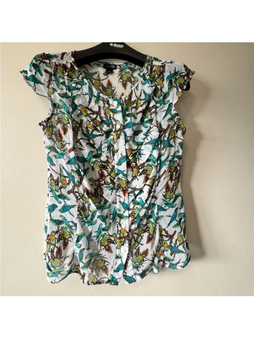 East 5th Colorful Bird Print Blouse